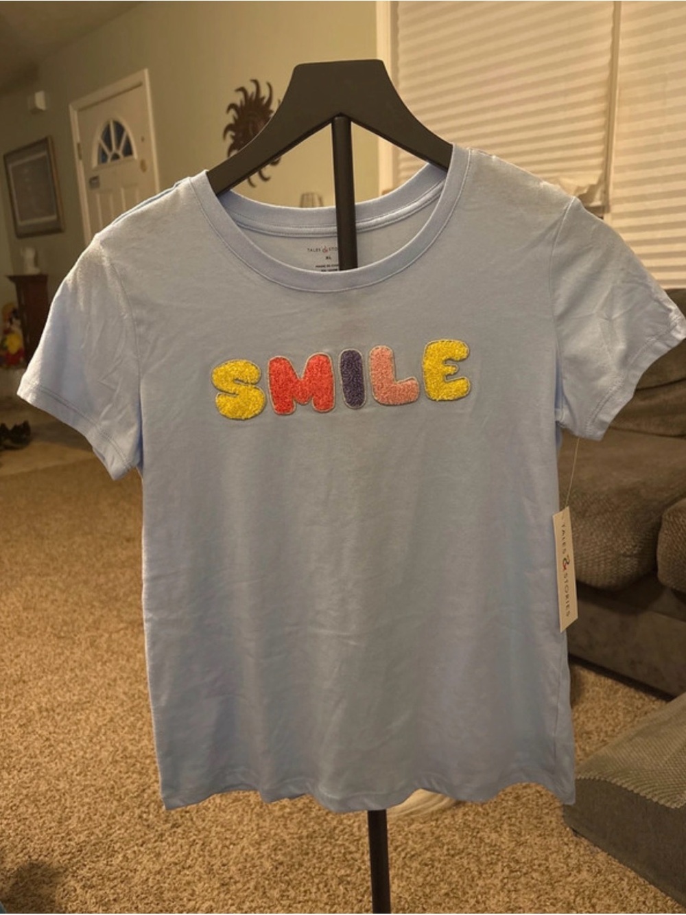 Girls' Light Blue 'SMILE' Graphic Tee